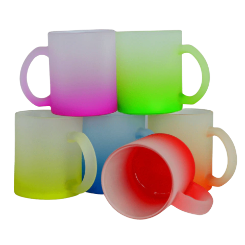 Caneca vidro jateado color ♦ Personalizada