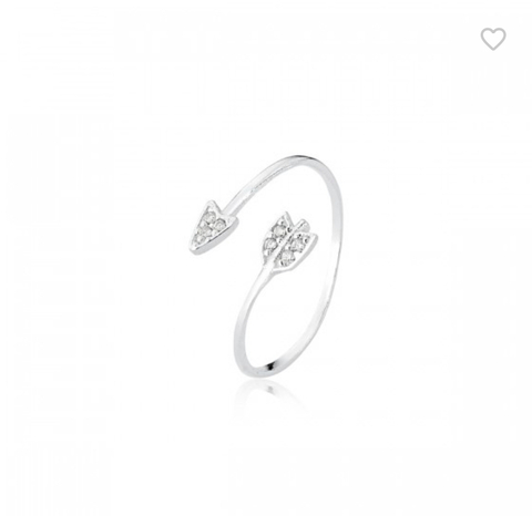 Anel Falange Flecha com zirconias - Prata 925