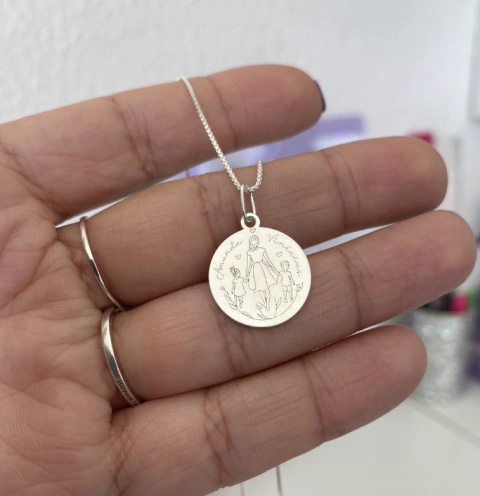 Colar Mãe Caminhando Prata 925