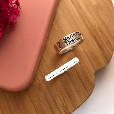 Anel com gravação duplo 3mm Prata 925