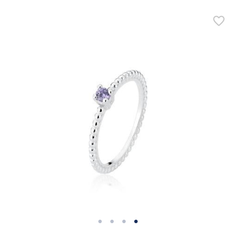 Anel Solitario Lilas e aro com bolinhas