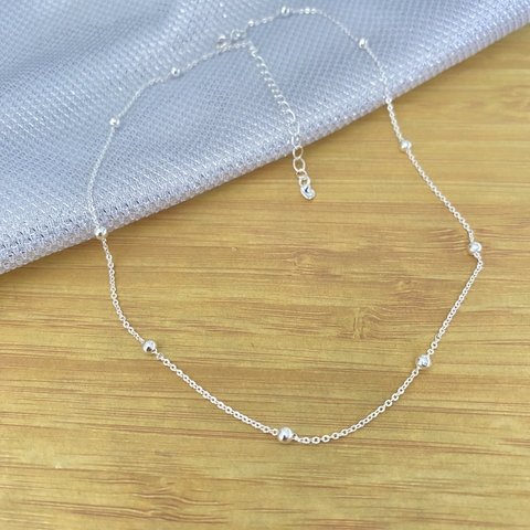 Colar Bolinhas - banhada a Prata 35cm