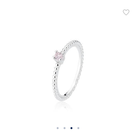Anel Solitario Rosa e aro com bolinhas