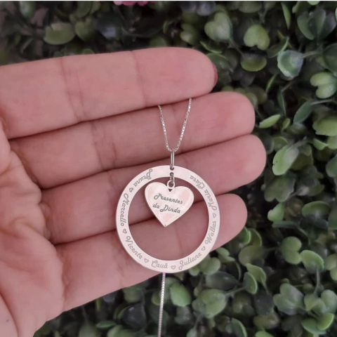 Mandala coração com aro Prata 925