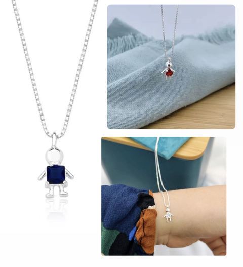 Colar Filhos zirconia Prata 925