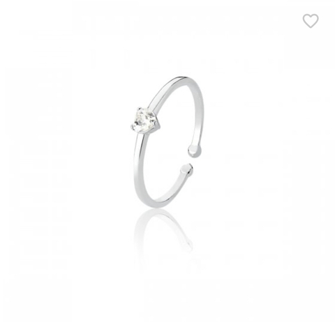 Anel Falange Coraçao Zirconia - Prata 925