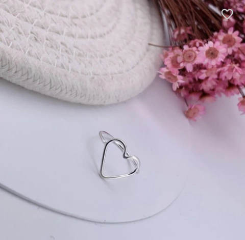 Anel aro coraçao Prata 925