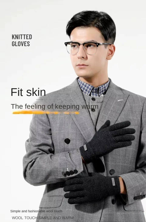 Golovejoy* 0640 Luva Masculina Lã Touch Screen