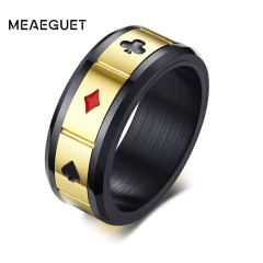 Meaeguet* 4510 Anel Masculino Poker Card Aço Inox