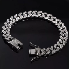 Vnox* 1259 Pulseira Masculina Strass Brilhante Niquelado