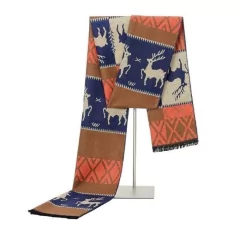 Menglinxi* 0612 Alce Cachecol Masculino Lã e Cashmere