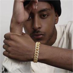 Vnox* 1259 Pulseira Masculina Strass Brilhante Niquelado - comprar online