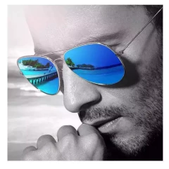Óculos De Sol Masculino Aço Inox Espelhado Piloto Veithdia* - comprar online