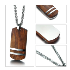 Vnox* 2567 Colar Masculino Madeira Aço Inox en internet