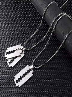 Carlbone* 9187 Colar Masculino Aço e Titânio Lâmina Style - comprar online