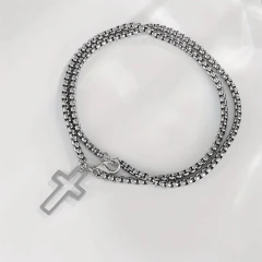 Imagem do Pulseira Masculina Aço Inox Cruz Duplo Enlace Pulse* 8668