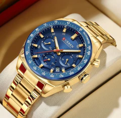 Relógio Masculino Aço Inox Chronograph Curren* 8497 na internet