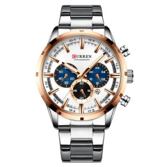 Curren* 8355 Relógio Masculino Aço Inox