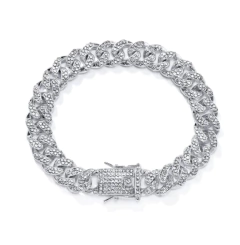 Vnox* 1259 Pulseira Masculina Strass Brilhante Niquelado - comprar online