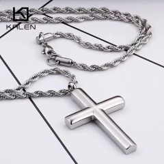 Colar Masculino Aço Inox Polido Cruz Kalen* 4044