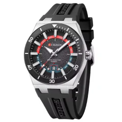 Curren* 8491 Relógio Masculino Silicone & Aço Inox - comprar online