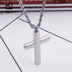 Colar Masculino Aço Inox Polido Cruz Kalen* 4044 - Simple Market