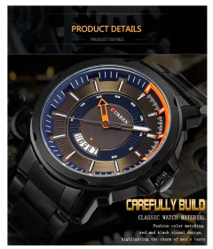 Relógio Masculino Aço Inox Data Automática Curren* 8229 - Simple Market