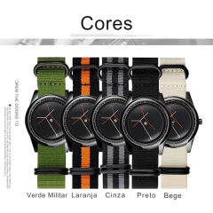 Enmex* 1799 Relógio Masculino Canvas e Aço Inox na internet