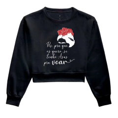 Moletom Cropped Frida - Pés Pra Que Os Quero Se Tenho Asas Pra Voar - MinKa Camisetas