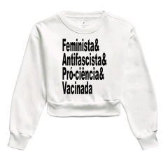 Moletom Cropped Feminista Antifascista - MinKa Camisetas