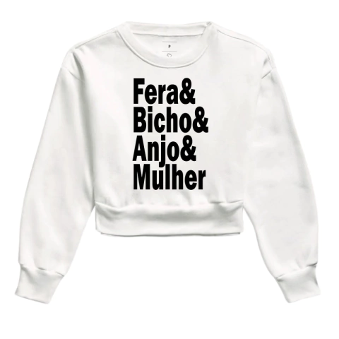 Moletom Cropped Fera Bicho Anjo e Mulher - comprar online
