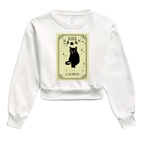 Moletom Cropped Gato Preto da Sorte - comprar online