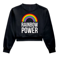 Moletom Cropped Rainbow Power - MinKa Camisetas