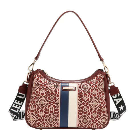 Cartera Geometric Laser Cut Wine Nicole Lee - comprar online