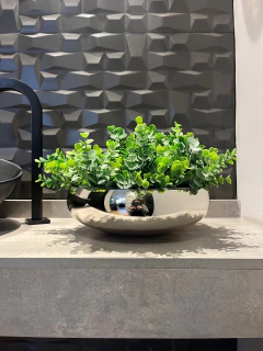 centro de mesa em vaso de vidro espelhado prata 20x30cm - Cristal Garden