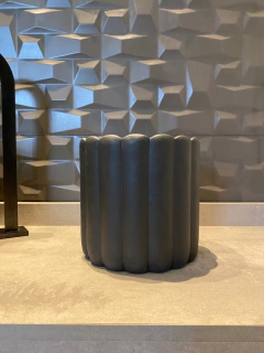 Vaso Cachepo Em Cimento 18Cm - preto