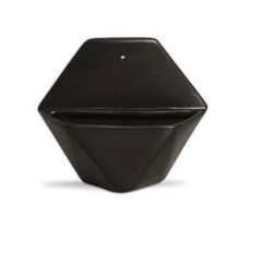 Vaso Cachepo De Parede Hexagonal Em Cerâmica Preto 19x21x7cm