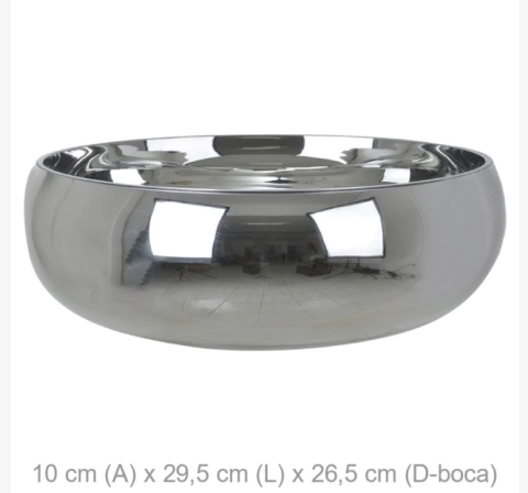 Vaso Bacia de vidro espelhado prata 10x29,5x26,5cm - comprar online