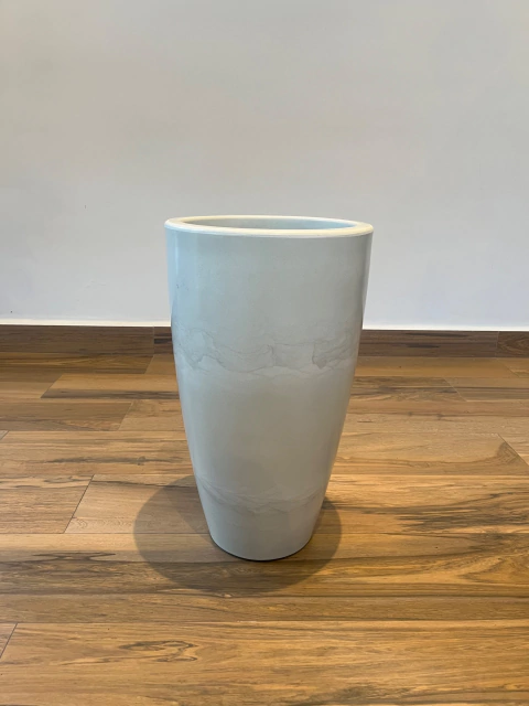 Vaso de Polietileno 53x30cm Branco Marmorizado