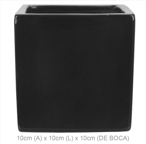 Vaso Quadrado Ceramica preto 10x10cm