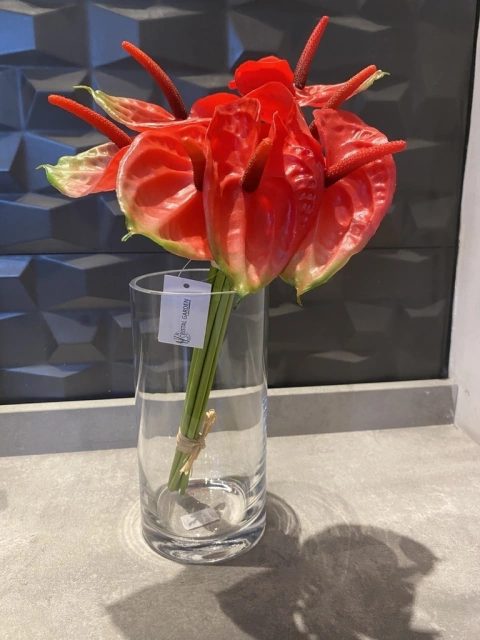 Buquê x7 Anturio vermelho Artifical 38cm