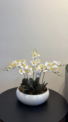 Arranjo centro de mesa orquídeas permanente 40cm - comprar online