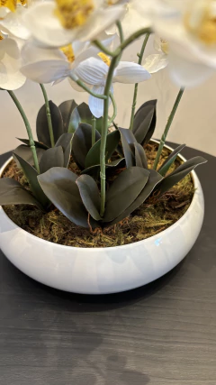 Imagem do Arranjo centro de mesa orquídeas permanente 40cm