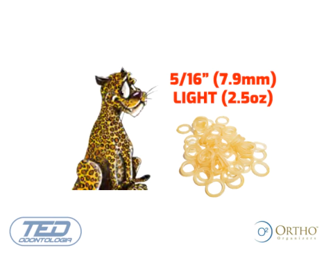 Gomas Intraorales 5/16" (7.9mm) LIGHT 2.5oz Leopardo x 100u Ortho Organizers