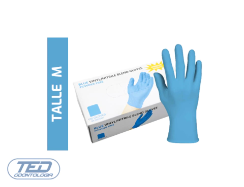 Guantes de Nitrilo Celeste M x 100u PREMIUM QUALITY