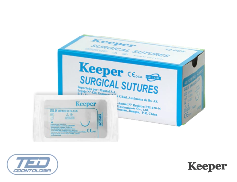 Hilo de Sutura Seda con aguja x 1u Keeper