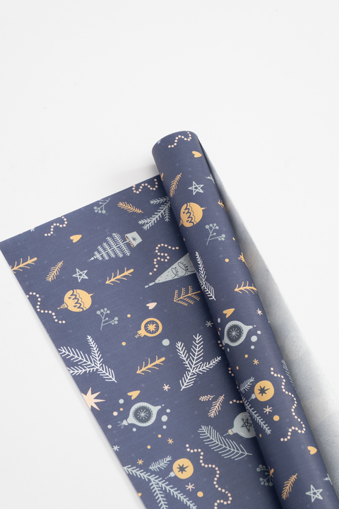 PAPEL NAVIDAD ADORNOS AZUL