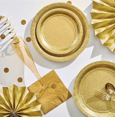 PLATOS COMIDA SHINY ORO X10