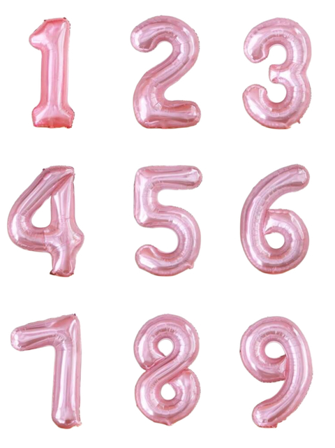 GLOBOS NUMERO EFECTO GEL ROSA