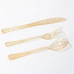 Cubiertos plastic glitter x18 en internet